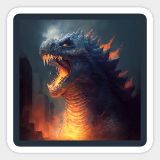 Bright Godzilla illustration Sticker